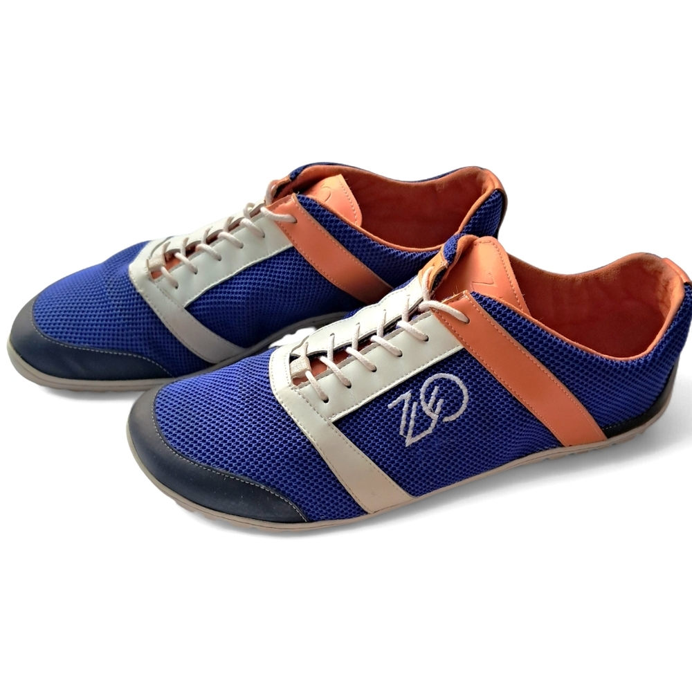 ZAQQ Zarqa Blue/Orange Barefoot Mens Running Shoes Nappa Leather/Mesh LIKE NEW